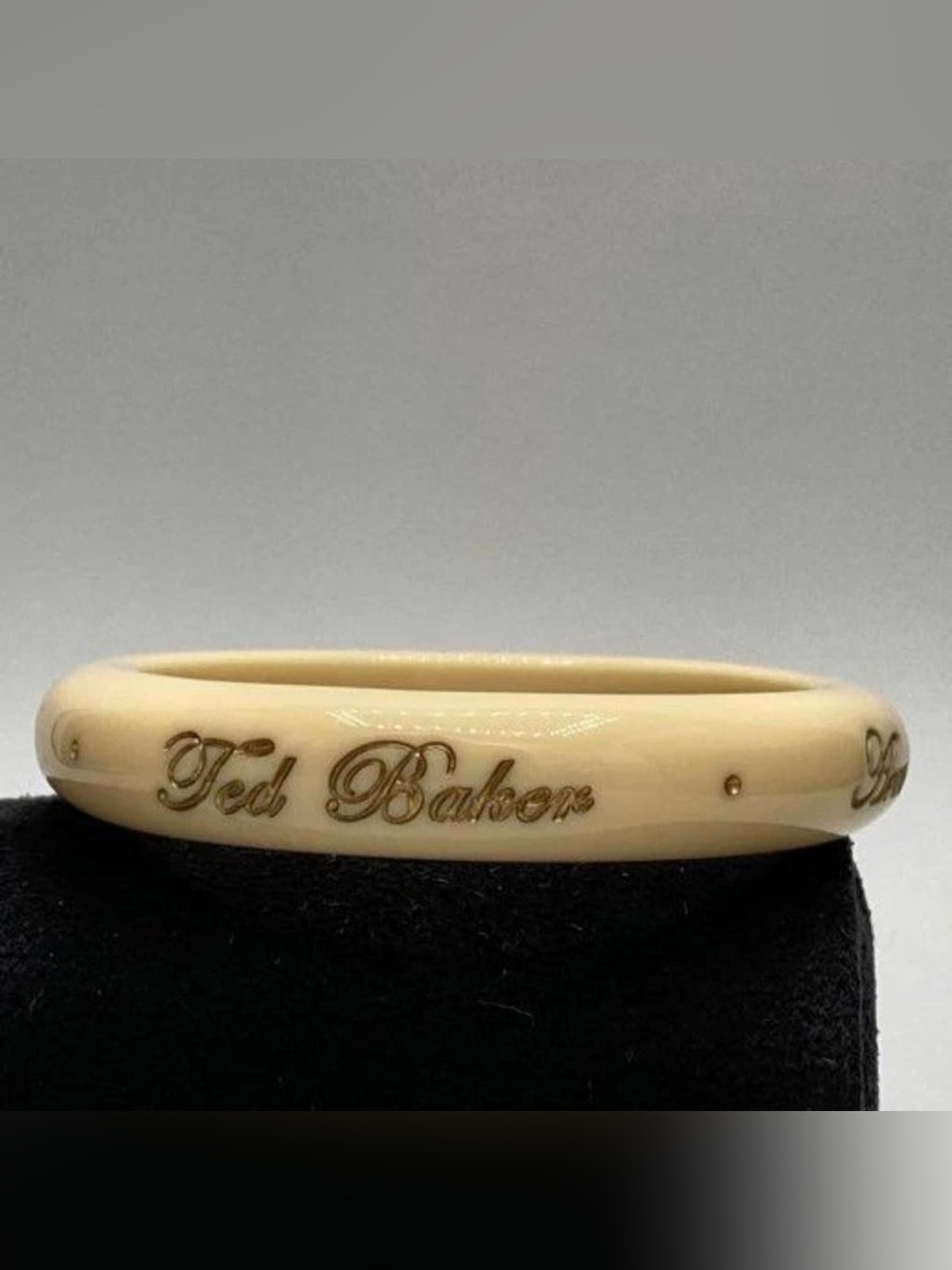 Ted Baker London Cream Resin Bangle Bracelet with Gold Script